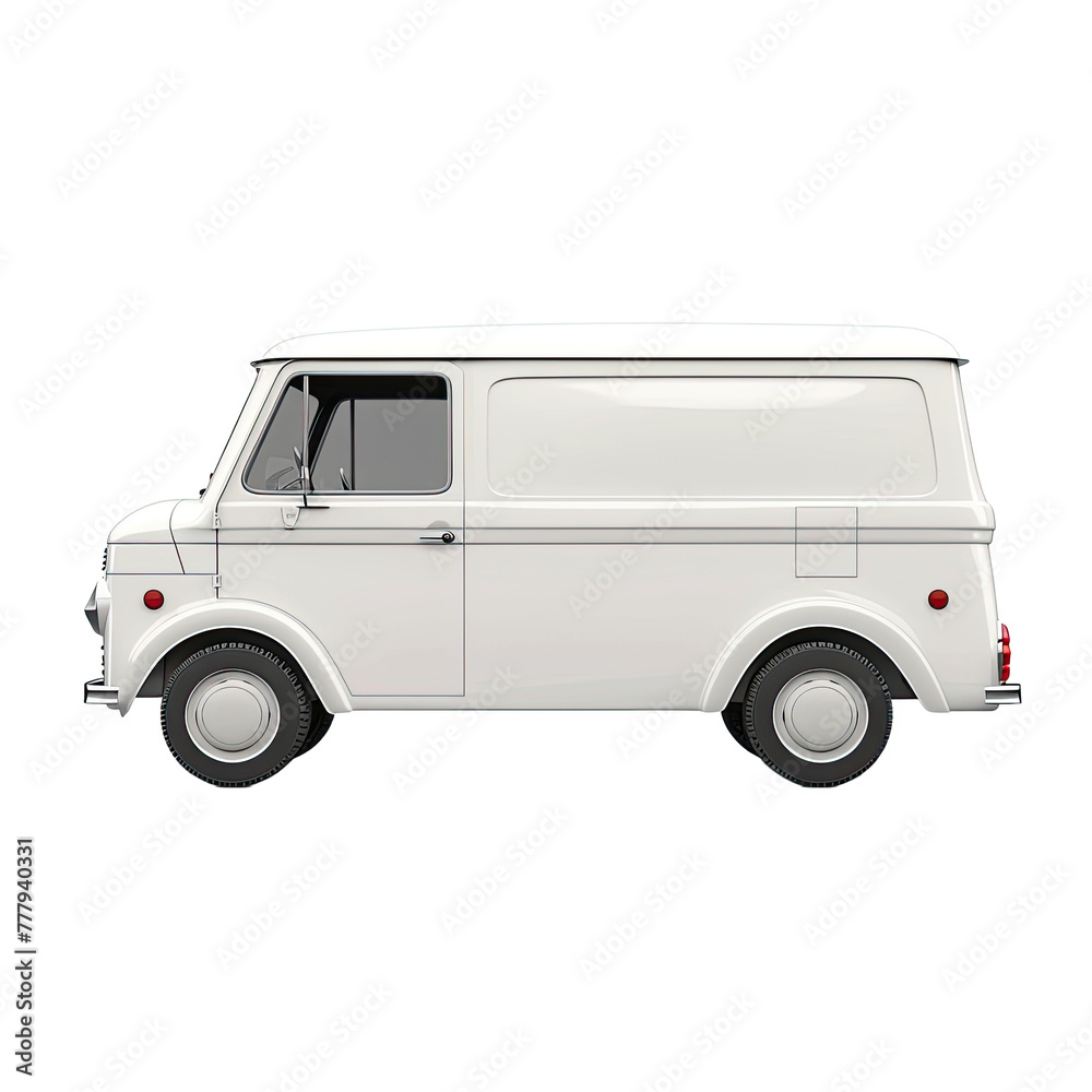 white delivery car for commercial shipping isolated on transparent background