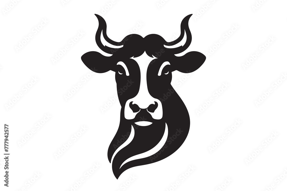 Cow head vector silhouette, Vector of cow head design, Cow silhouette design Cow head vector silhouette, Vector of cow head design, Cow silhouette design