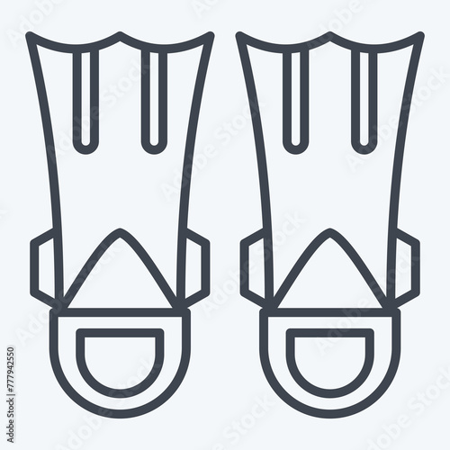 Icon Fins Diving. related to Diving symbol. line style. simple design illustration