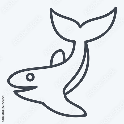 Icon Whale. related to Diving symbol. line style. simple design illustration