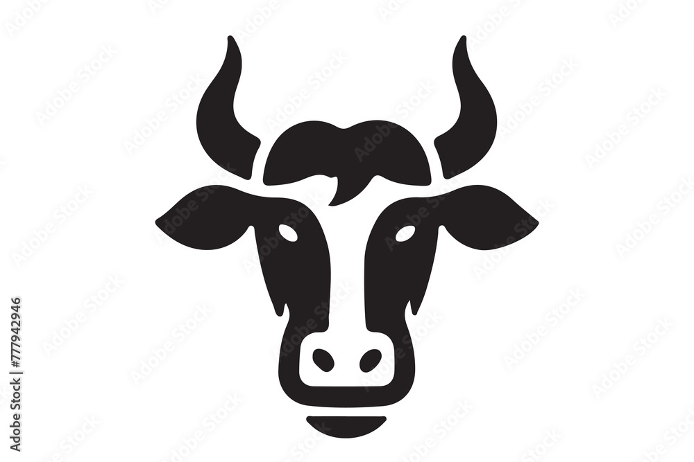 Cow head vector silhouette, Vector of cow head design, Cow silhouette design