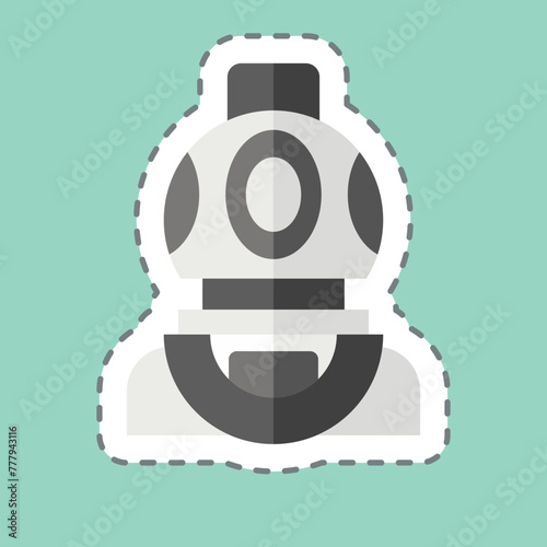 Sticker line cut Diving Helmet. related to Diving symbol. simple design illustration