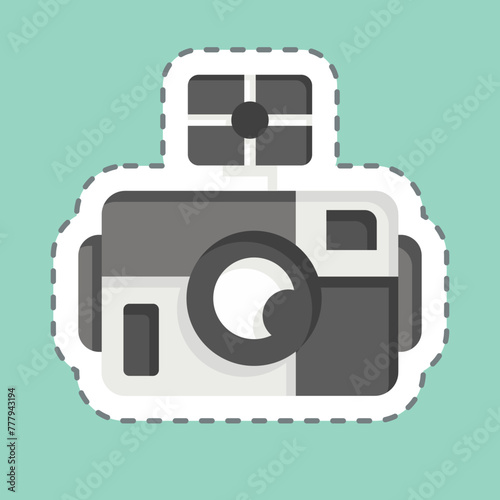 Sticker line cut Photo Camera Diving. related to Diving symbol. simple design illustration