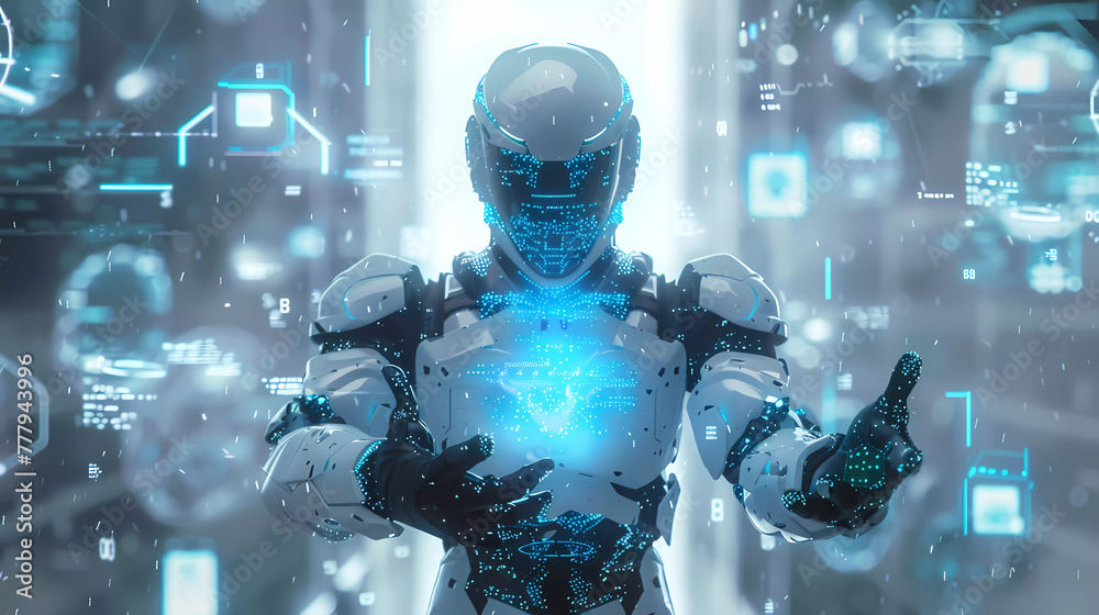 custom made wallpaper toronto digitalRobot controlling dashboard console , Artificial Intelligence.AI,Robot,Neural network,Vector illustration.