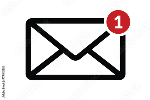 email message icon with notification popup for unread messages photo