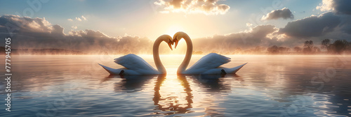 The couple of swans, Tranquil Pair of Elegant Birds photo