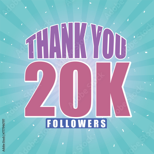20000 followers thank you, 20k Followers design with pastel colors , celeberation social media post design for 20k subscribers ,followers and likes