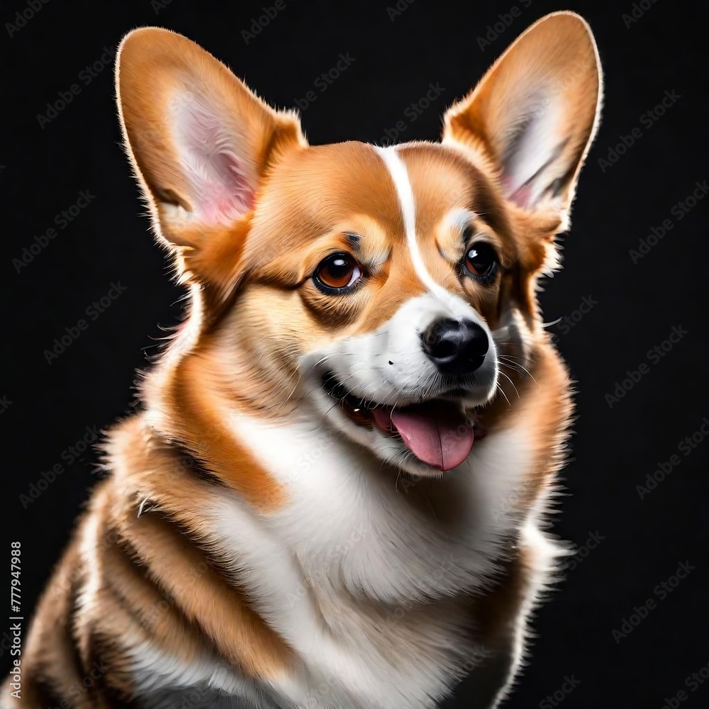 welsh corgi breed dog standing on a black background welsh corgi breed dog standing on a black background