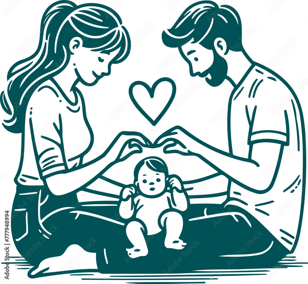 happy family character vector