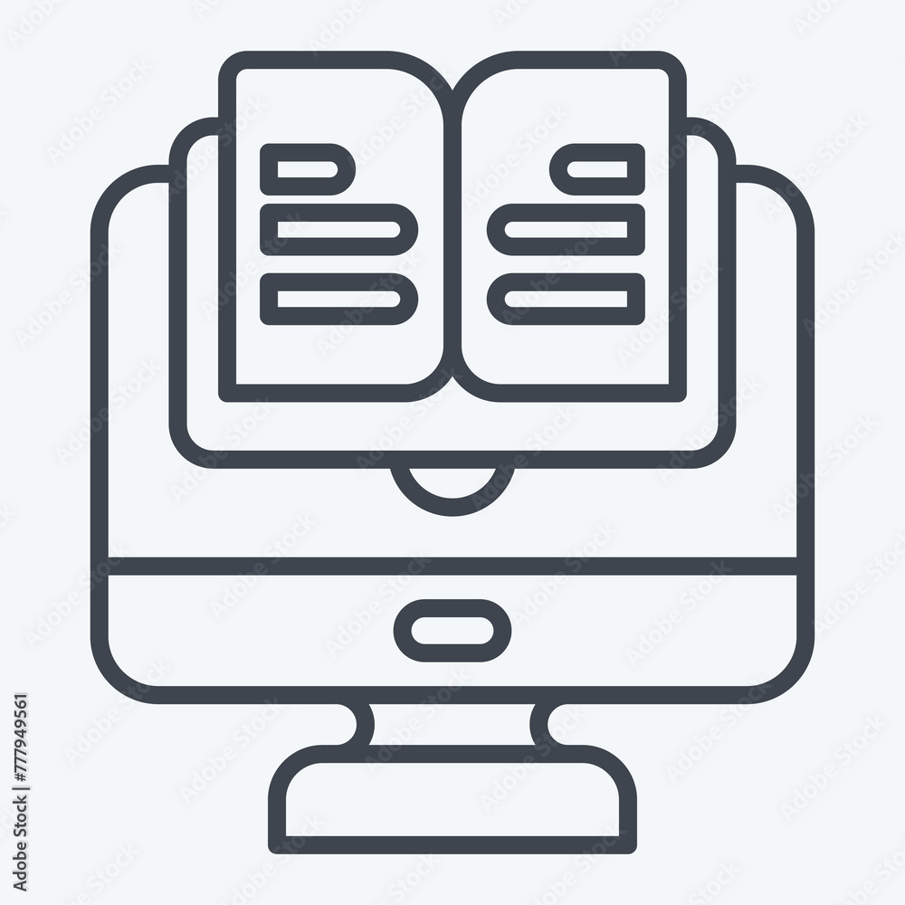 Icon Online Book. related to Learning symbol. line style. simple design illustration Icon Online Book. related to Learning symbol. line style. simple design illustration