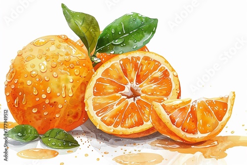 Orange fruit vector in vibrant tones, classic modern illustration isolated on white ,ultra HD,clean sharp