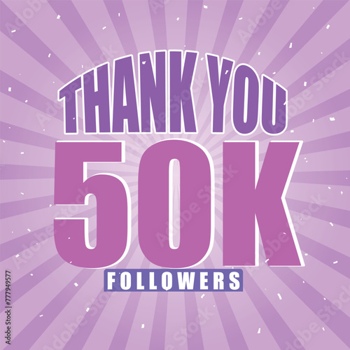 50k followers thank you with pastel colors and white confetti, happy celebration social media post design, 50000 followers