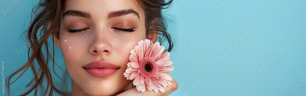 Blossoming Beauty: Woman Holding a Delicate Flower Blossoming Beauty: Woman Holding a Delicate Flower