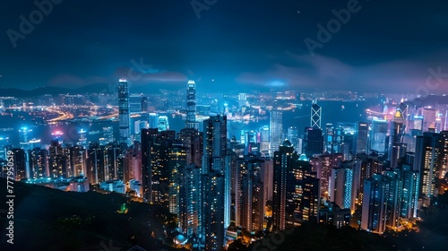 Glittering Metropolis:A Captivating Nighttime Cityscape of Towering Skyscrapers and Dazzling Lights