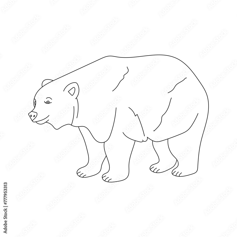 Outline Bear Clipart. Cartoon Wild Animals Clipart Set for Lovers of Wildlife. 