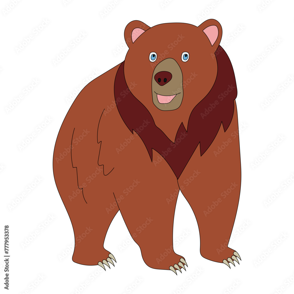 Colorful Bear Clipart. Cartoon Wild Animals Clipart Set for Lovers of Wildlife. 