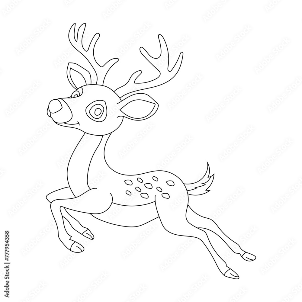 Outline Deer Clipart. Cartoon Wild Animals Clipart Set for Lovers of Wildlife. 