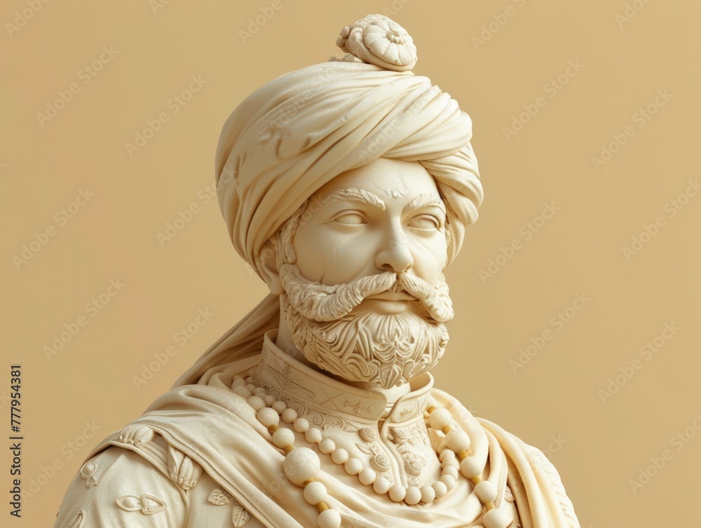3D render clay style of sultan face, isolated on orange background 3D render clay style of sultan face, isolated on orange background