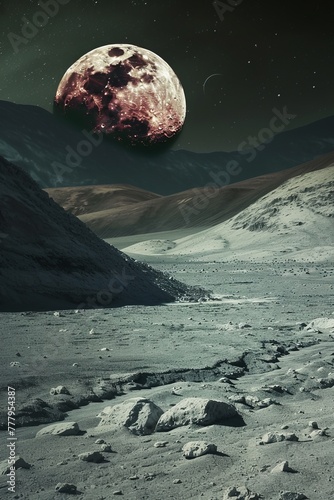 Lunar eclipse, With The Earth Casting a Shadow on The Surface of The Moon, Creating a Dramatic and Otherworldly Scene, Generative AI
