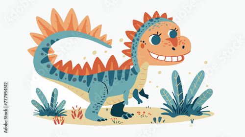 Fototapeta Naklejka Na Ścianę i Meble -  And funny smiling baby spinosaurus dinosaur carto
