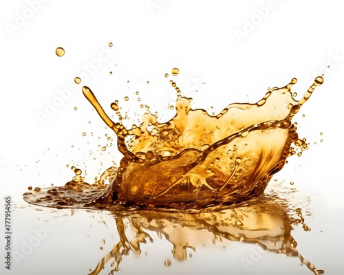 Engine oil with an air bubble splash isolated on a white background.