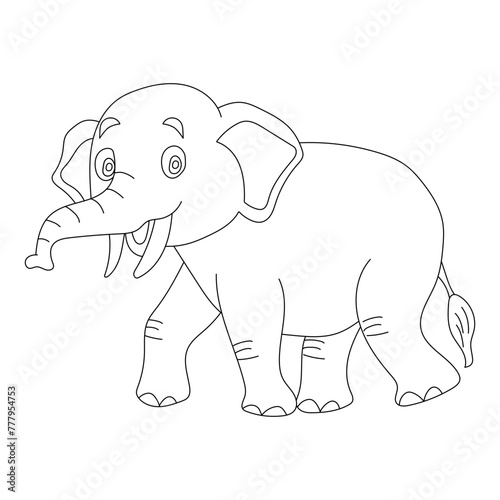 Outline Elephant Clipart. Cartoon Wild Animals Clipart Set for Lovers of Wildlife. 