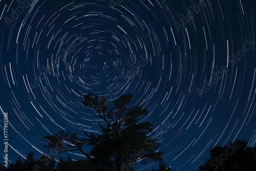 Time-Lapse Sequence Showing The Rotation of The Night Sky Around The Celestial Pole, Generative AI