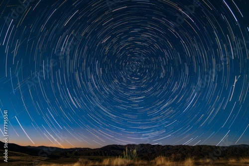 Time-Lapse Sequence Showing The Rotation of The Night Sky Around The Celestial Pole, Generative AI