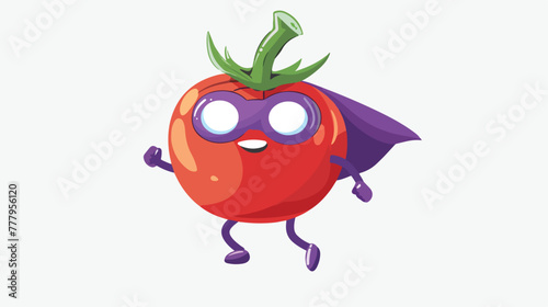 Superhero tomato character cartoon illustration.