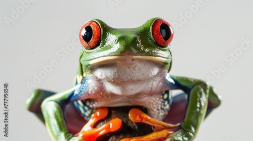 Closeup of cute and beautiful red-eyed tree frog