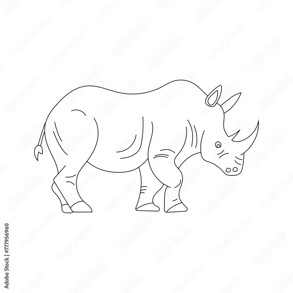 Rhino Clipart for Wildlife and Wild Animals Lovers. Cartoon Rhinoceros Clipart