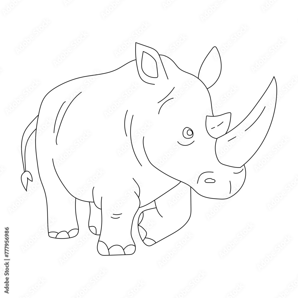 Fototapeta premium Rhino Clipart for Wildlife and Wild Animals Lovers. Cartoon Rhinoceros Clipart