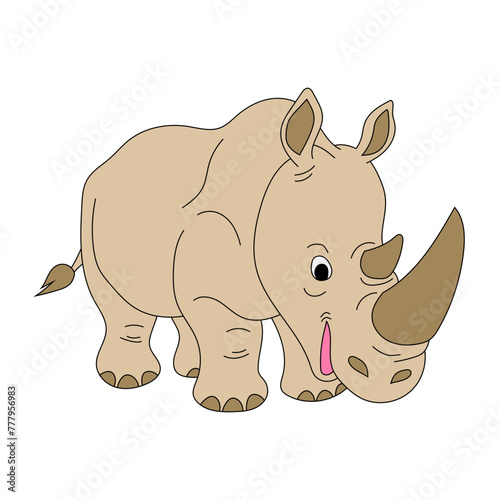 Rhino Clipart for Wildlife and Wild Animals Lovers. Cartoon Rhinoceros Clipart © AhmedSherif