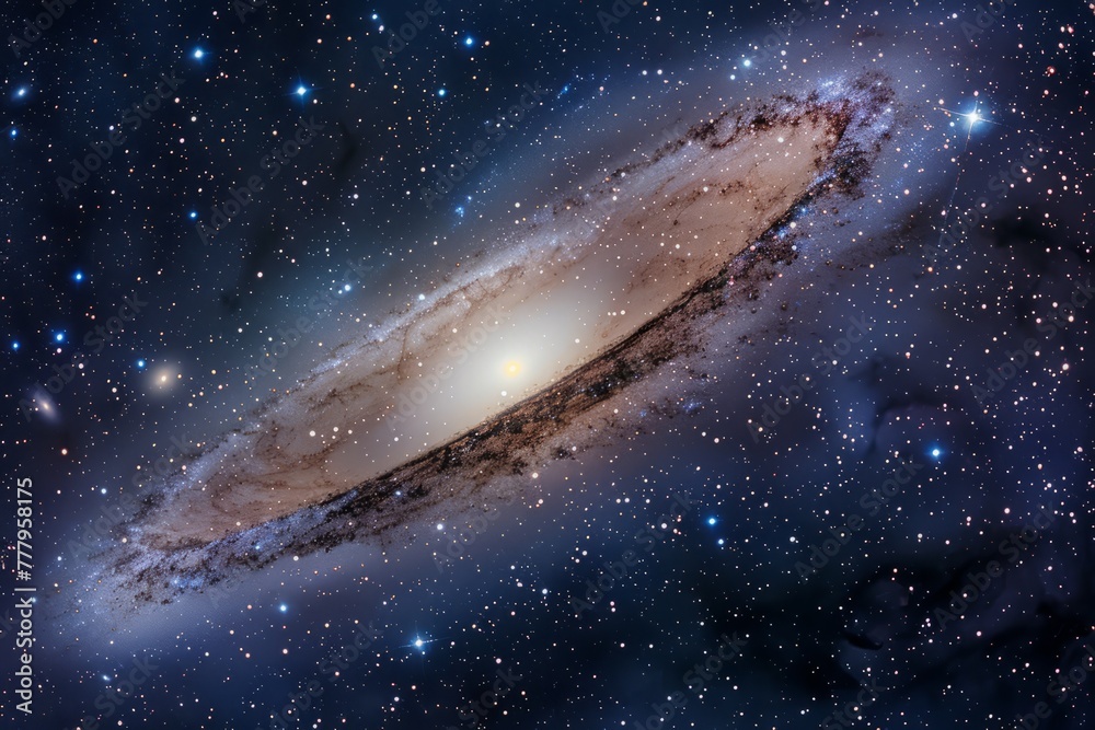 Fototapeta premium Andromeda Galaxy, The Nearest Spiral Galaxy to The Milky Way, Captured in Stunning Detail Against a Backdrop of Distant Stars, Generative AI