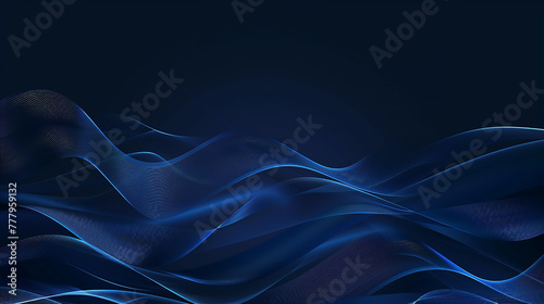 dark blue wave banner template. minimal wavy line background with text for social media cover. Shiny moving wave lines element. Modern dark blue gradient wave lines. Futuristic technology concept.