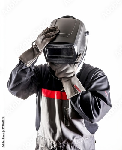 Welder Dressed in PPE (Personal protective equipment)