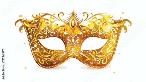 New orleans mardi gras golden carnival mask isolated