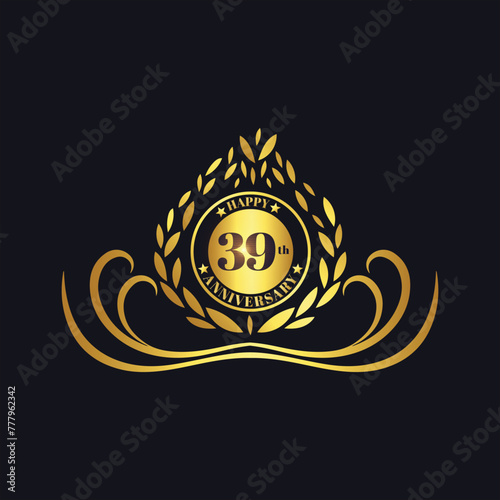39th Anniversary lettering design template. Vector and illustration.	
