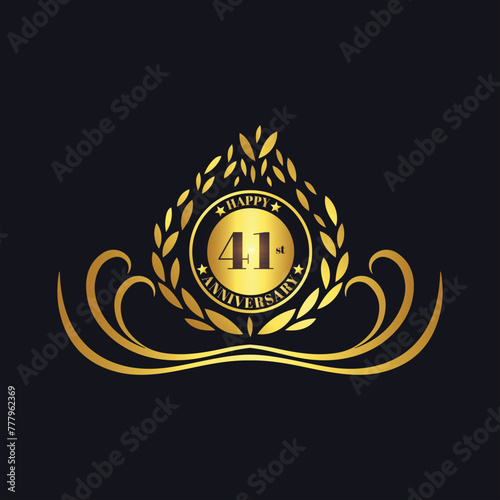 41th Anniversary lettering design template. Vector and illustration.	
