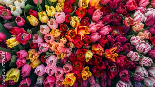 Colorful Tulips Arranged in a Circle