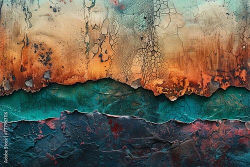 Abstract Painting Featuring Blue and Orange Colors photo