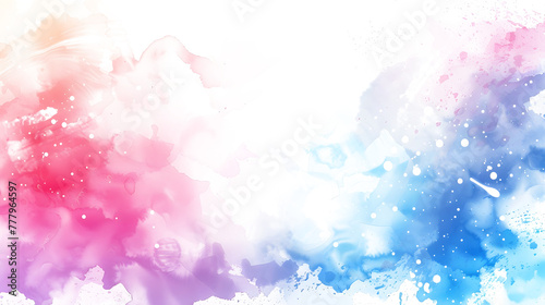 Watercolor for textures. Abstract watercolor background. Spray paint  ink stains on the paper. Color pink  blue. rose quartz  serenity on white and transparent background