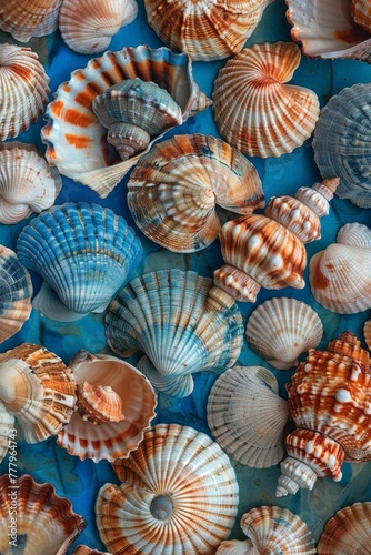 Assortment of Seashells on a Table