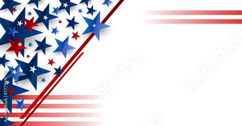 4th of july USA independence day banner design of stars on white background with copy space vector illustration