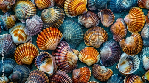 Assorted Colored Shells on Table