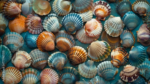 Seashells Arranged on Table