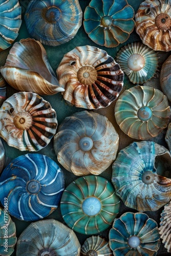 Group of Sea Shells Stacked Together © BrandwayArt