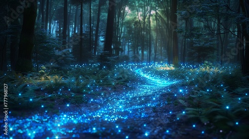 Enchanted forests lit by bioluminescent flora