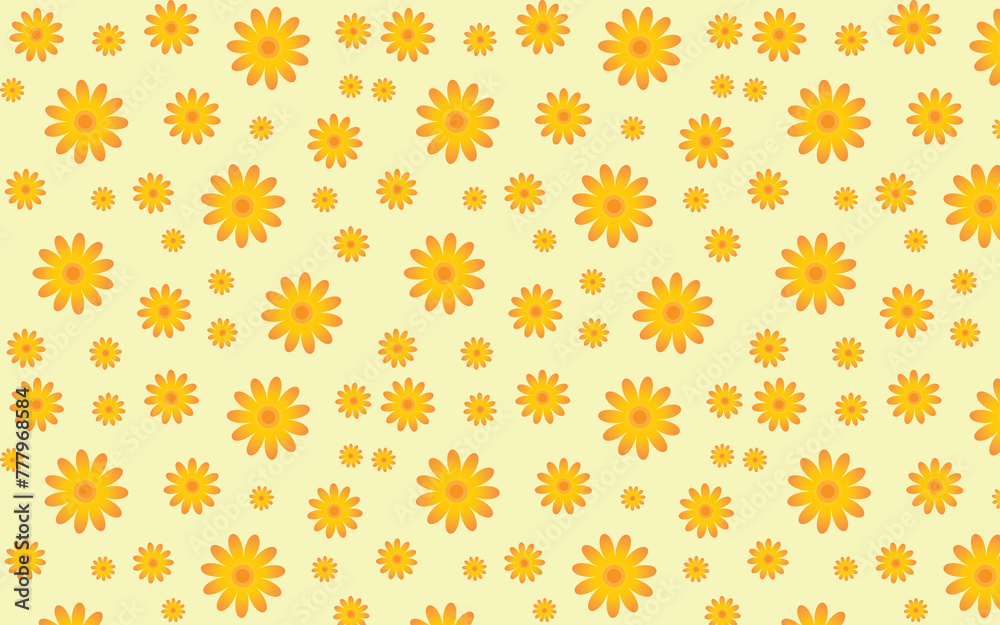 orange daisies on yellow background for wallpaper or background PNG