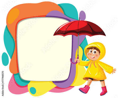 Vector graphic of a kid with umbrella and blank space